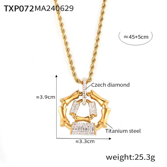 316L Stainless Steel Twist Chain Jewelry With Geometric Diamond Design For Women