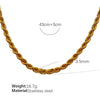316L Stainless Steel Twist Chain Women's Retro Wave Ushape Geometric Electroplated Necklace