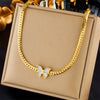Titanium Steel Twist Clavicle Chain With White Butterfly Pendant For Women Electroplated Animal Style