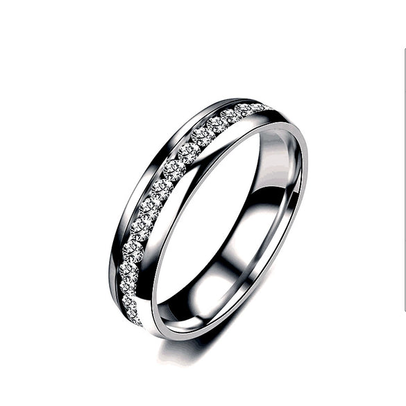 Titanium Steel U Shape Diamond Ring Minimalist Fashion Couple Ring Unisex Hand Jewelry