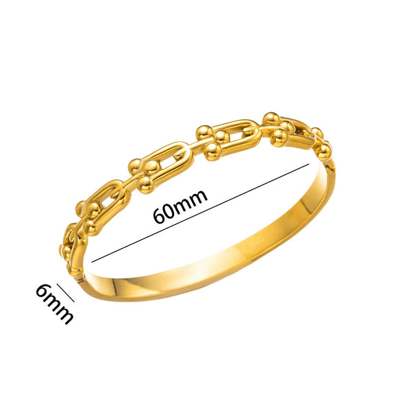 Titanium Steel U Shaped Horseshoe Buckle Bracelet Vacuum Furnace Electroplated Glossy