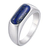 Titanium Steel Unisex Casual Style Oval Egg Surface Lapis Lazuli Ring Polish