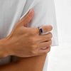 Titanium Steel Unisex Casual Style Oval Egg Surface Lapis Lazuli Ring Polish