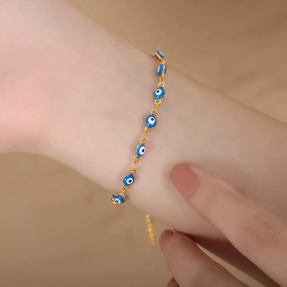 316L Stainless Steel Unisex Personality Exaggerated Eyes Dripping Oil Geometric Bracelet Necklace