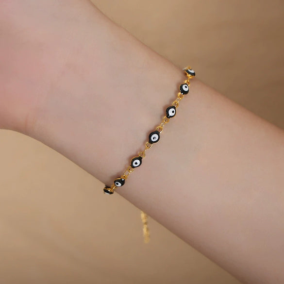 316L Stainless Steel Unisex Personality Exaggerated Eyes Dripping Oil Geometric Bracelet Necklace