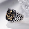 Titanium Steel Unisex Punk Crown Ring With Letters Numbers Text And Polishing Treatment