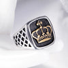 Titanium Steel Unisex Punk Crown Ring With Letters Numbers Text And Polishing Treatment