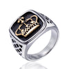 Titanium Steel Unisex Punk Crown Ring With Letters Numbers Text And Polishing Treatment