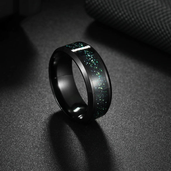 Titanium Steel Unisex Ring With Black Star Design And Electroplating Treatment