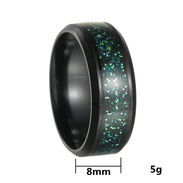 Titanium Steel Unisex Ring With Black Star Design And Electroplating Treatment