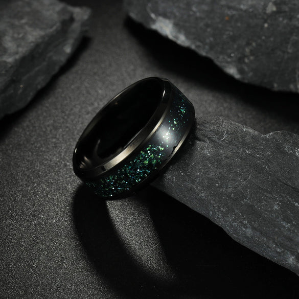 Titanium Steel Unisex Ring With Black Star Design And Electroplating Treatment