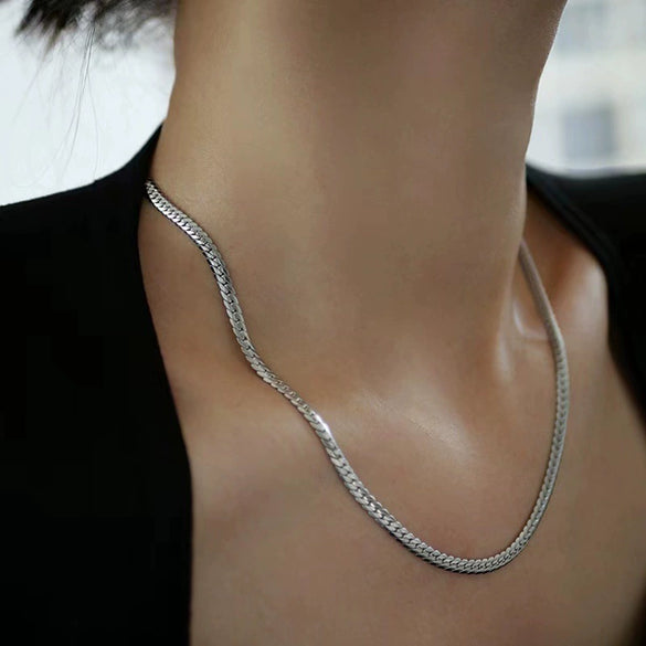 Titanium Steel Ushape Embossed Electroplating Punk Style Unisex Chain Necklace