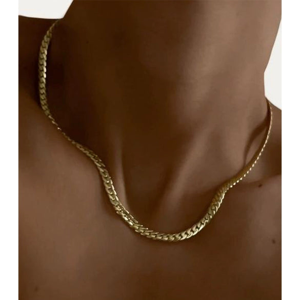 Titanium Steel Ushape Embossed Electroplating Punk Style Unisex Chain Necklace