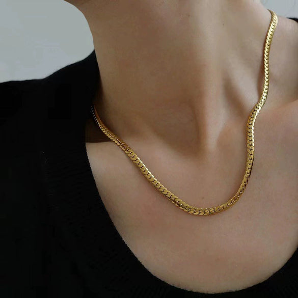 Titanium Steel Ushape Embossed Electroplating Punk Style Unisex Chain Necklace