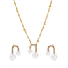 316L Stainless Steel Ushaped Bead Zircon Jewelry Set Electroplated For Women Necklace Earrings