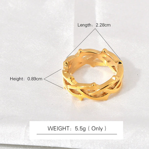 Titanium Steel Ushaped Braided Ring Electroplated Niche Stylish Trendy Unisex Hand Jewelry