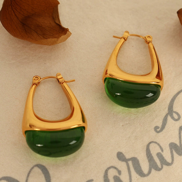316L Stainless Steel Ushaped Electroplated Women's Retro Dropshaped Earrings