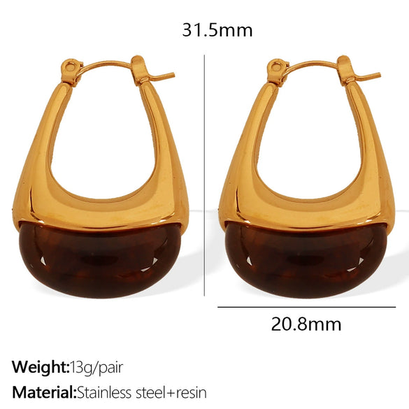 316L Stainless Steel Ushaped Electroplated Women's Retro Dropshaped Earrings