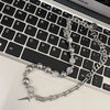 Titanium Steel Ushaped Hiphop Mang Star Cross Ice Crack Bead Stitching Polishing Necklace Unisex Trendy Niche Design Collarbone Chain Accessories