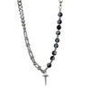 Titanium Steel Ushaped Hiphop Mang Star Cross Ice Crack Bead Stitching Polishing Necklace Unisex Trendy Niche Design Collarbone Chain Accessories