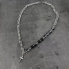 Titanium Steel Ushaped Hiphop Mang Star Cross Ice Crack Bead Stitching Polishing Necklace Unisex Trendy Niche Design Collarbone Chain Accessories