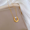 Titanium Steel Ushaped Pearl Necklace With Geometric Pattern Electroplating For Unisex Cartoon And Plant Flowers Style