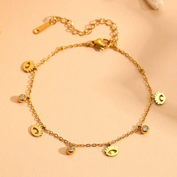 Titanium Steel Water Drop Bear Clip Heart Diamond Women's Light Luxury Stainless Steel Electroplated Pendant Bracelet