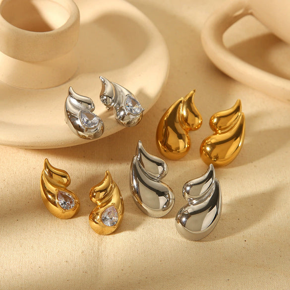 Titanium Steel Water Drop Earrings For Women Light Luxury Highend Diamond Studded