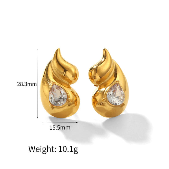Titanium Steel Water Drop Earrings For Women Light Luxury Highend Diamond Studded