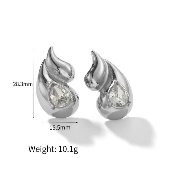 Titanium Steel Water Drop Earrings For Women Light Luxury Highend Diamond Studded