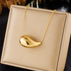 Titanium Steel Water Drop Hollow Goldplated Pendant Necklace With Electroplating Design For Women