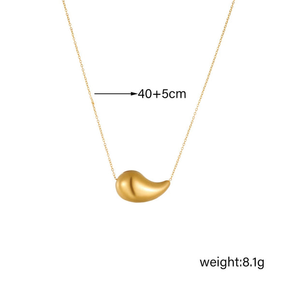 Titanium Steel Water Drop Hollow Goldplated Pendant Necklace With Electroplating Design For Women