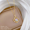 Titanium Steel Water Drop Mermaid Style Microinlaid Real Gold Necklace With Geometric Pattern For Women