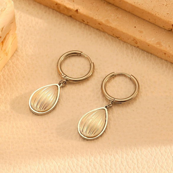 Titanium Steel Water Drop Shell Double Layer Necklace With Love Bell Pattern Jewelry