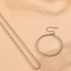 Titanium Steel Wave Bead Jewelry Set With Flower Pattern For Women Include Necklace Bracelet Anklet