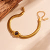 Titanium Steel Wide Chain Cat's Eye Heart Shaped Cartoon Style Women's Bracelet With Electroplating