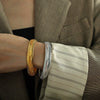 316L Stainless Steel Wide Face Elastic Snake Bone Hip Hop Style Bracelet With Electroplating