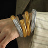316L Stainless Steel Wide Face Elastic Snake Bone Hip Hop Style Bracelet With Electroplating