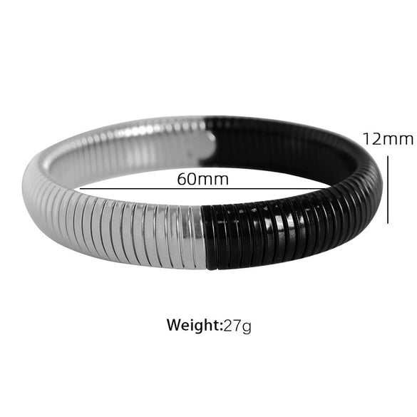 316L Stainless Steel Wide Face Elastic Snake Bone Hip Hop Style Bracelet With Electroplating
