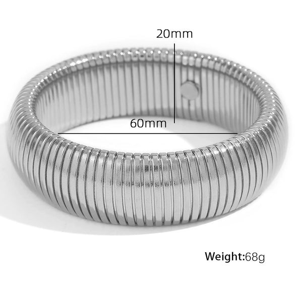 316L Stainless Steel Wide Surface Elastic Snake Bone Bracelet With Exotic Style And Electroplating Treatment