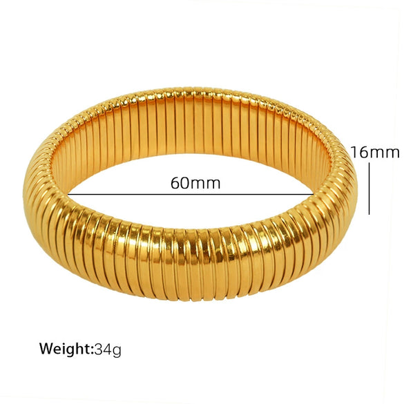 316L Stainless Steel Wide Surface Elastic Snake Bone Bracelet With Exotic Style And Electroplating Treatment