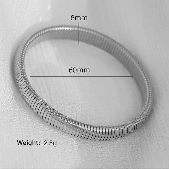 316L Stainless Steel Wide Surface Elastic Snake Bone Bracelet With Exotic Style And Electroplating Treatment