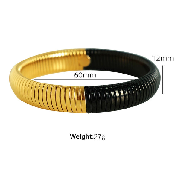 316L Stainless Steel Wide Surface Elastic Snake Bone Bracelet With Exotic Style And Electroplating Treatment