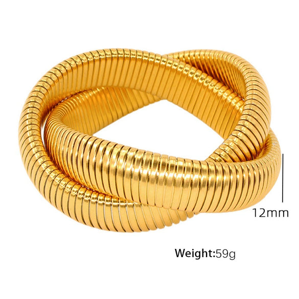 316L Stainless Steel Wide Surface Elastic Snake Bone Bracelet With Exotic Style And Electroplating Treatment