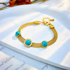 Titanium Steel Wide Surface Round Electroplated Women's Jewelry Bracelet With Turquoise