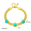 Titanium Steel Wide Surface Round Electroplated Women's Jewelry Bracelet With Turquoise