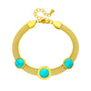 Titanium Steel Wide Surface Round Electroplated Women's Jewelry Bracelet With Turquoise