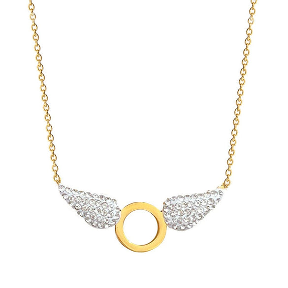 Titanium Steel Wing Cold Necklace With Geometric Pattern Electroplating For Female Cartoon Style