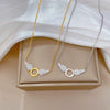 Titanium Steel Wing Cold Necklace With Geometric Pattern Electroplating For Female Cartoon Style