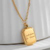 Titanium Steel Women's Ab Chain Necklace Set With Small Square Pendant And Geometric Style Gold Plated